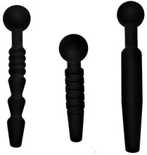 Load image into Gallery viewer, Dark Rods 3 Piece Silicone Penis Plug Set
