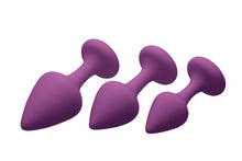 Load image into Gallery viewer, Purple Pleasures 3 Piece Silicone Anal Plugs
