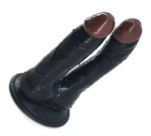Load image into Gallery viewer, Double Dildo w Suction Black

