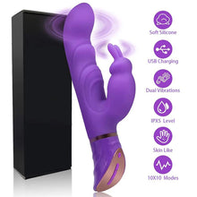 Load image into Gallery viewer, 9.5&quot; Greedy Rechargeable G Spot Rabbit Vibrator Clit Stimulator Dildo - LOVEBEE
