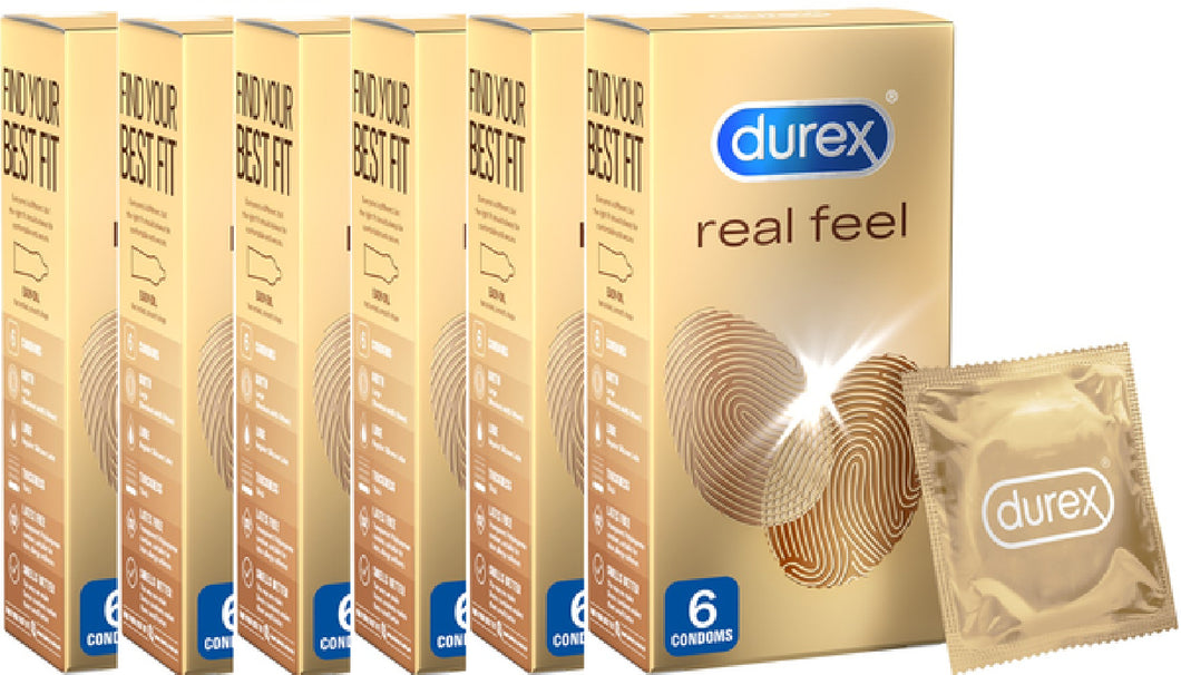 36 Durex Real Feel Sex Condoms NON-LATEX Natural Skin-On-Skin Feeling Large 56mm