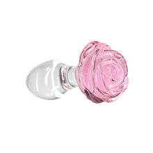 Load image into Gallery viewer, Pillow Talk Rosy Luxurious Glass Anal Plug w Clear Gem

