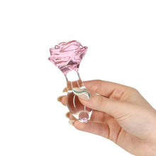 Load image into Gallery viewer, Pillow Talk Rosy Luxurious Glass Anal Plug w Clear Gem
