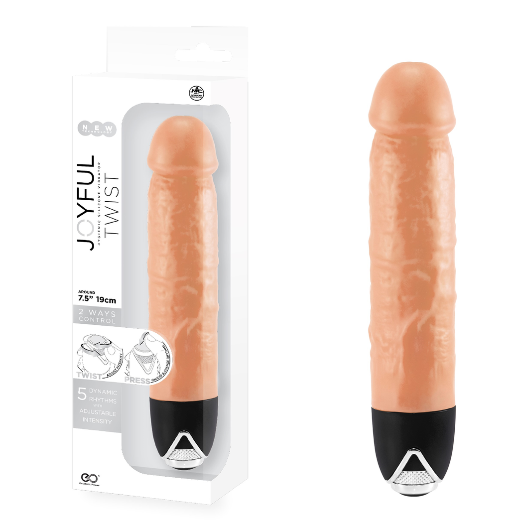 JOYFUL TWIST SILICONE VIBRATOR  7'  - FLESH