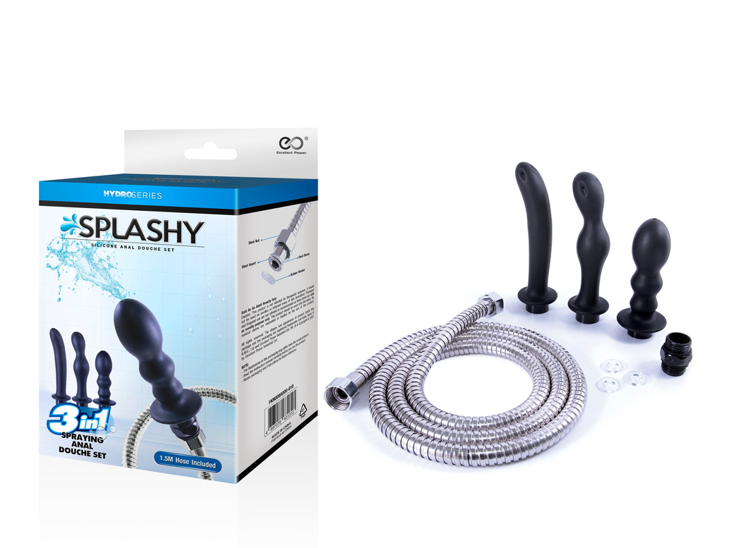 HYDRO SERIES-SPASHY 3 BUTT PLUGS WITH HOSE KIT