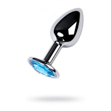 Load image into Gallery viewer, Silver Metal Anal Plug w Topaz Crystal
