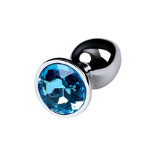 Load image into Gallery viewer, Silver Metal Anal Plug w Topaz Crystal
