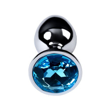Load image into Gallery viewer, Silver Metal Anal Plug w Topaz Crystal
