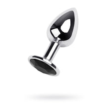 Load image into Gallery viewer, Silver Metal Anal Plug w Black Gem
