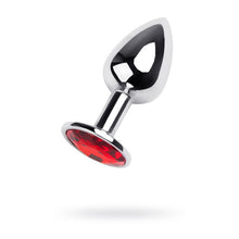 Load image into Gallery viewer, Silver Metal Anal Plug w Red Ruby Gem
