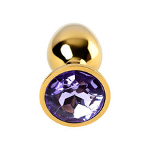 Load image into Gallery viewer, Gold Metal Anal Plug w Amethyst Crystal
