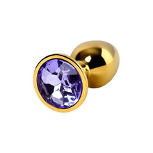Load image into Gallery viewer, Gold Metal Anal Plug w Amethyst Crystal
