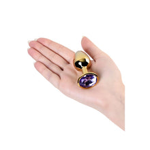 Load image into Gallery viewer, Gold Metal Anal Plug w Amethyst Crystal
