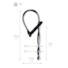 Load image into Gallery viewer, Silver Metal Urethral Plug w Black Silicone Ring
