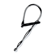 Load image into Gallery viewer, Silver Metal Urethral Plug w Black Silicone Ring

