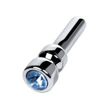 Load image into Gallery viewer, Silver Metal Urethral Plug w Sapphire Rhinestone Small
