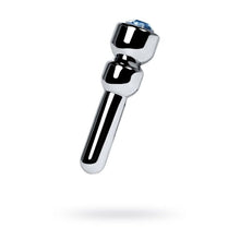 Load image into Gallery viewer, Silver Metal Urethral Plug w Sapphire Rhinestone Small
