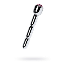 Load image into Gallery viewer, Silver Metal Urethral Plug w Ruby Rhinestone
