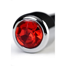 Load image into Gallery viewer, Silver Metal Urethral Plug w Ruby Rhinestone

