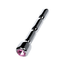 Load image into Gallery viewer, Silver Metal Urethral Plug w Ruby Rhinestone
