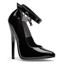 Load image into Gallery viewer, Fetish Pump w Lock and Key Black 6in
