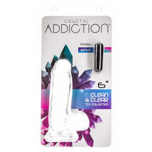 Load image into Gallery viewer, Addiction Crystal 6&quot; Dildo with Balls &amp; Bonus Power Bullet Vibrator Dong Sex Toy
