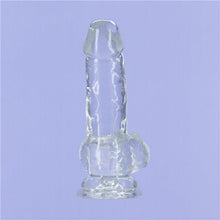 Load image into Gallery viewer, Addiction Crystal 6&quot; Dildo with Balls &amp; Bonus Power Bullet Vibrator Dong Sex Toy
