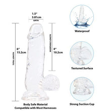 Load image into Gallery viewer, Addiction Crystal 6&quot; Dildo with Balls &amp; Bonus Power Bullet Vibrator Dong Sex Toy
