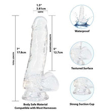 Load image into Gallery viewer, Addiction Crystal 7&quot; Dildo with Balls &amp; Bonus Power Bullet Vibrator Dong Sex Toy
