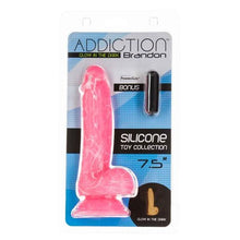 Load image into Gallery viewer, Brandon 7.5in Glow in the Dark Dildo w Balls Pink
