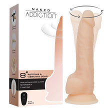Load image into Gallery viewer, Rotating 8in Vibrating Dildo w Remote Vanilla
