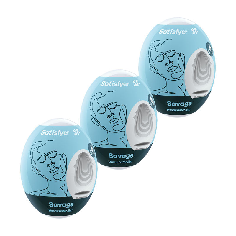 Satisfyer Masturbator Eggs - Savage 3 Pack Male 3D Stroker