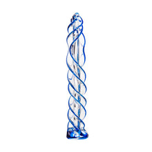 Load image into Gallery viewer, Sexus Glass Dildo Blue Helix 18.7cm
