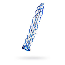 Load image into Gallery viewer, Sexus Glass Dildo Blue Helix 18.7cm
