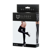 Load image into Gallery viewer, Glossy Wetlook Stockings w Lace Insert Eliza
