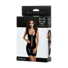 Load image into Gallery viewer, Glossy Wetlook Dress w Studs Michelle
