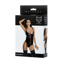 Load image into Gallery viewer, Glossy Wetlook Lace Up Bodysuit Katherin
