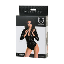 Load image into Gallery viewer, Glossy Wetlook Bodysuit w Zip Alessia

