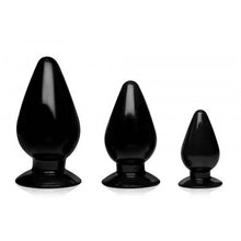 Load image into Gallery viewer, Triple Cones 3 Pc Anal Plug Set Black
