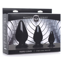 Load image into Gallery viewer, Triple Cones 3 Pc Anal Plug Set Black
