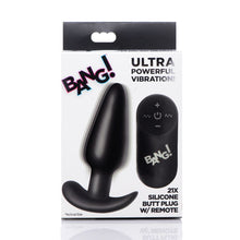 Load image into Gallery viewer, 21X Silicone Butt Plug w  Remote - Black - LOVEBEE
