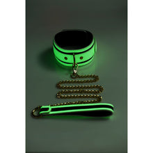 Load image into Gallery viewer, Kink in the Dark Glowing Collar &amp; Lead Flouro Green
