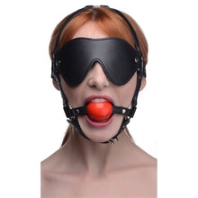 Load image into Gallery viewer, Blindfold Harness w Ball Gag Black
