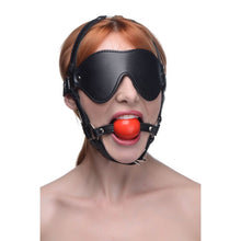 Load image into Gallery viewer, Blindfold Harness w Ball Gag Black
