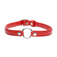 Load image into Gallery viewer, Fiery Pet Leather Choker w/ Silver Ring Red
