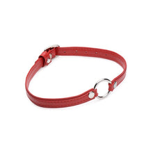 Load image into Gallery viewer, Fiery Pet Leather Choker w/ Silver Ring Red
