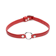 Load image into Gallery viewer, Fiery Pet Leather Choker w/ Silver Ring Red
