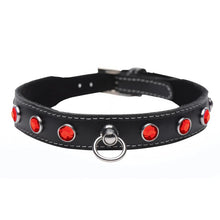 Load image into Gallery viewer, Bling Vixen Leather Choker w/ Red Rhinestones

