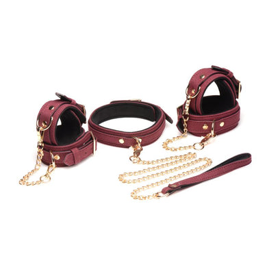 6 Pc Velvet Bondage Set Burgundy - LOVEBEE