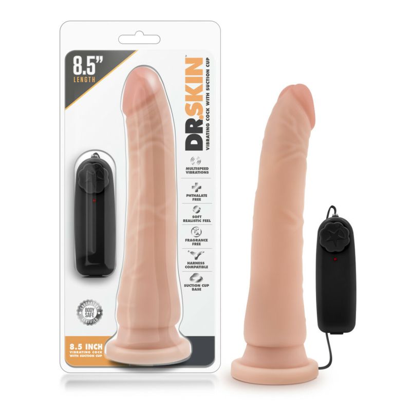 Dr Skin 8.5in Vibrating Realistic Cock w Suction Vanilla